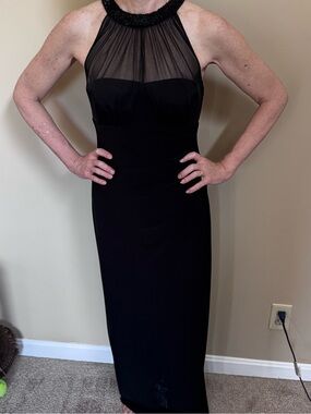 Ralph Lauren Black Beaded Halter Maxi Dress